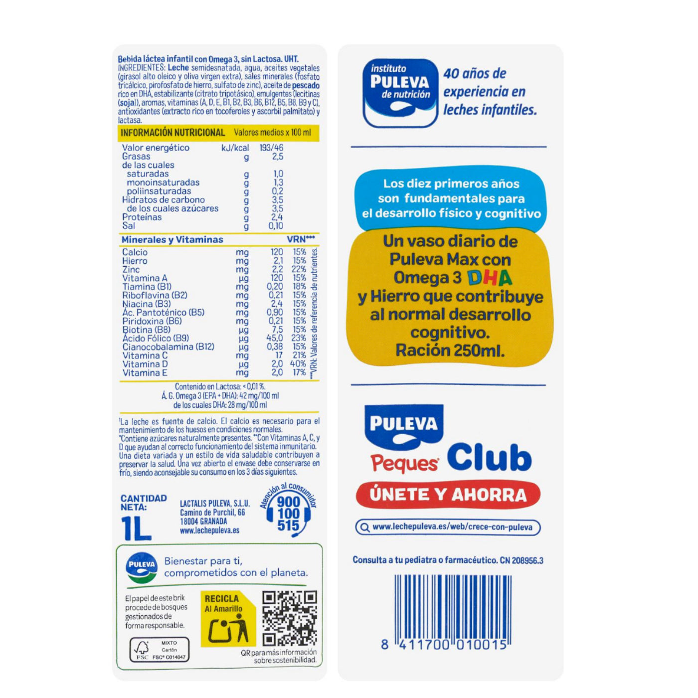 Energiát- és növekedést támogató tejital 3 éves kortól 1L Puleva