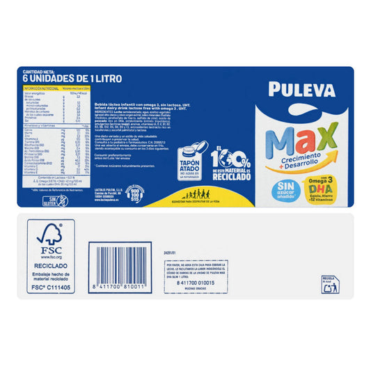 Energiát- és növekedést támogató tejital 3 éves kortól 6x1L Puleva