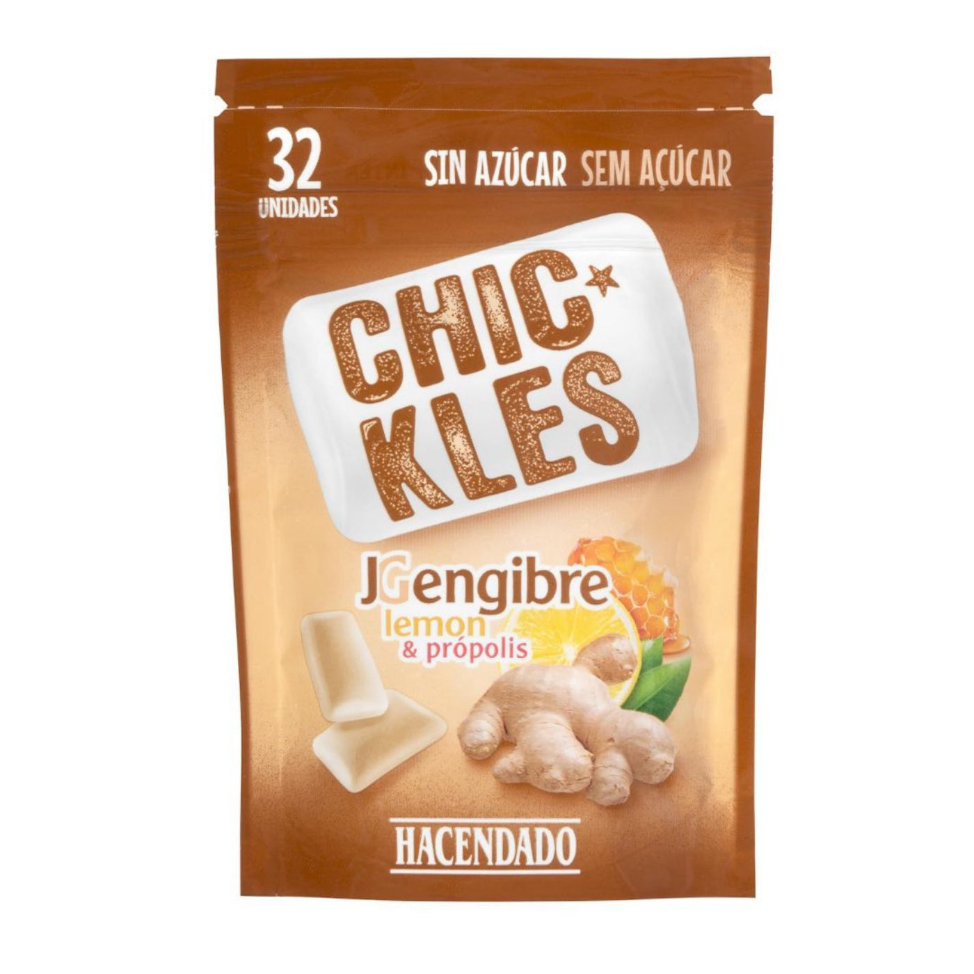 Glutén - és cukormentes gyömbér ízű rágógumi citrommal és propolisszal