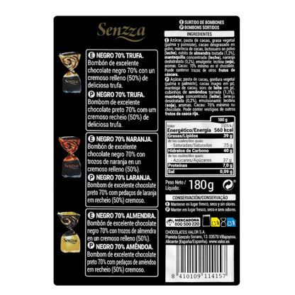 70%-os étcsokoládéból készült bonbon válogatás 180g Senzza
