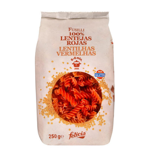 Gluténmentes vöröslencse fusilli tészta