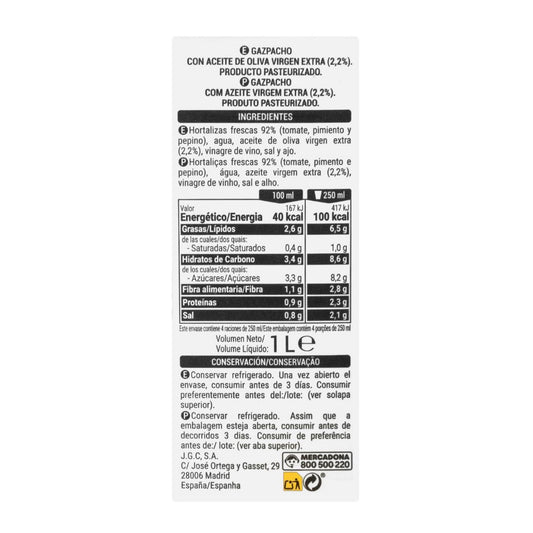 Hacendado Tradicional Gazpacho – Hagyományos andalúz hideg paradicsomleves