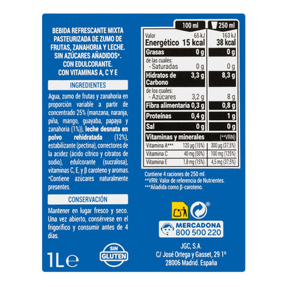 Mediterrán gyümölcsös tejital 1L – hozzáadott cukor nélkül Hacendado