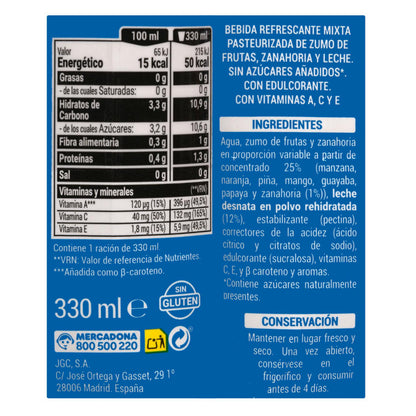 Mediterrán gyümölcsös tejital 3x330ml – hozzáadott cukor nélkül Hacendado