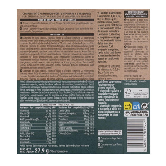 Multivitamin táplálékkiegészítő - 12 vitaminnal és 9 ásványi anyaggal