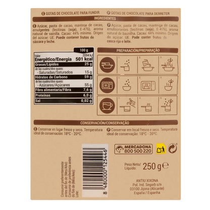 Sütéshez és olvasztáshoz étcsokoládé cseppek 250g Hacendado