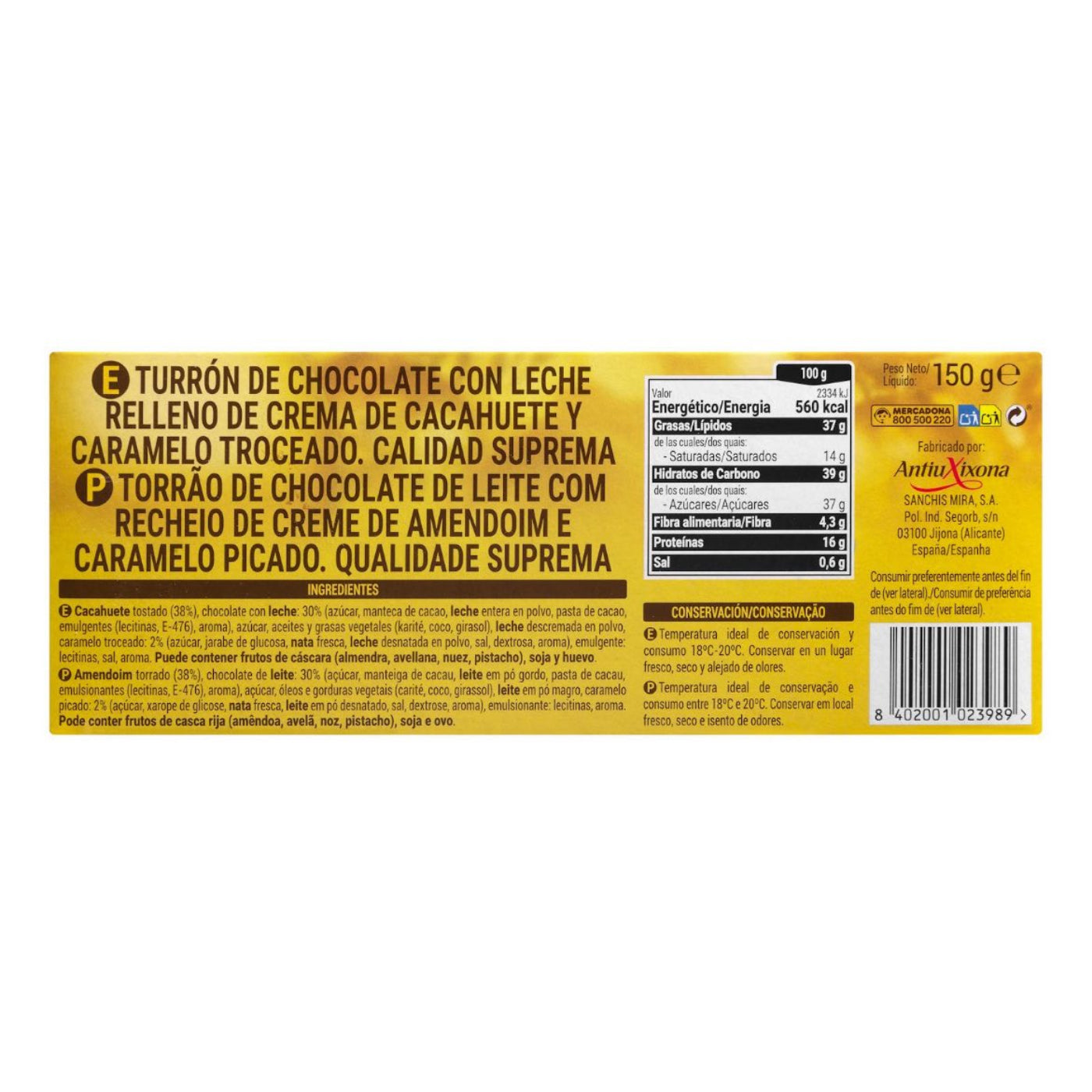 Tejes csokoládés, mogyorókrémes nugát karamell darabokkal