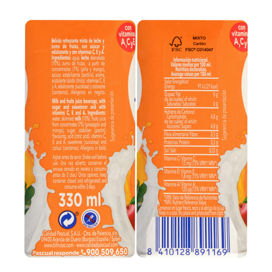 Trópusi gyümölcsös tejital 3x330ml Bifrutas Pascual